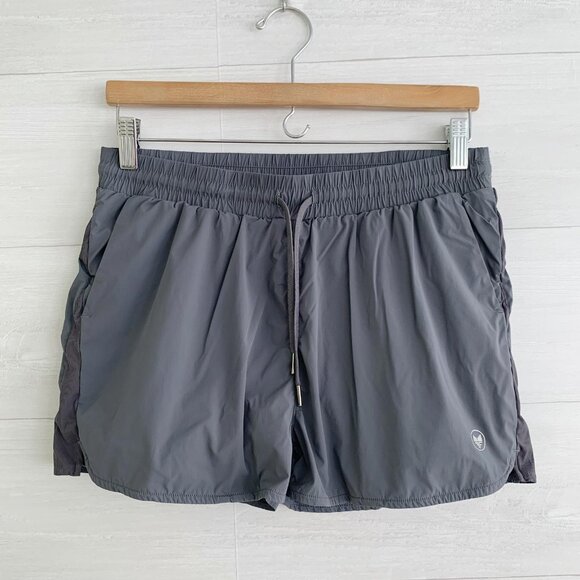 Alpha Forward Gray lined running shorts zip pocket, M - Picture 1 of 7